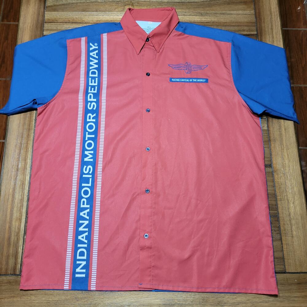 Official Indianapolis Motor Speedway Full Button Red & Blue Shirt - Size XL